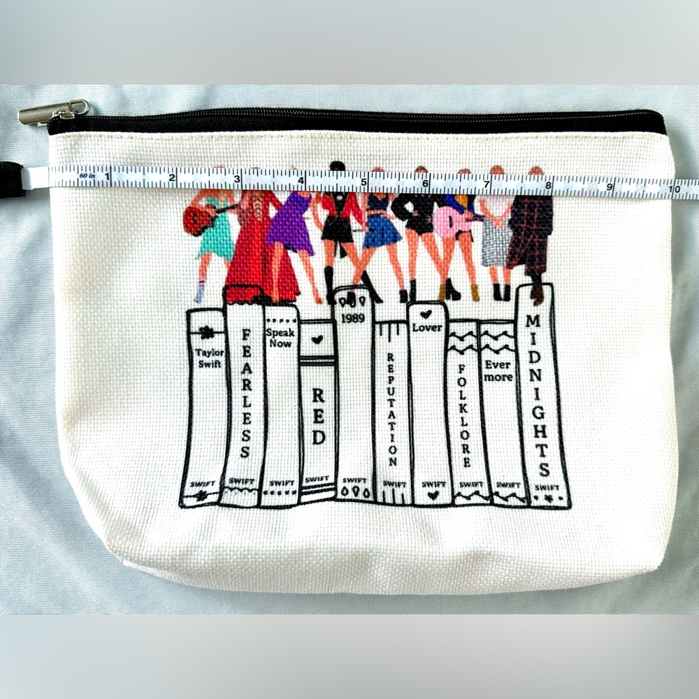 Taylor Swift Inspired Eras Books Graphic Zipper Pouch 10” x 7.5” Cosmetic Bag - Picture 4 of 5